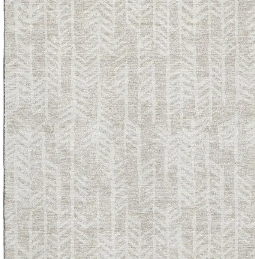 Beige And Ivory Tribal Washable Area Rug With UV Protection Photo 3
