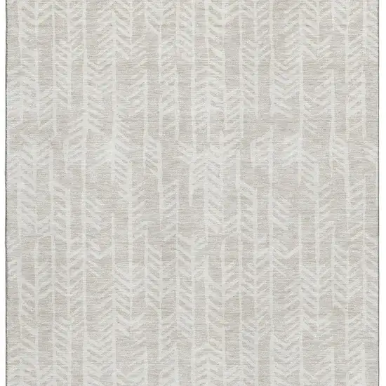 Beige And Ivory Tribal Washable Area Rug With UV Protection Photo 3