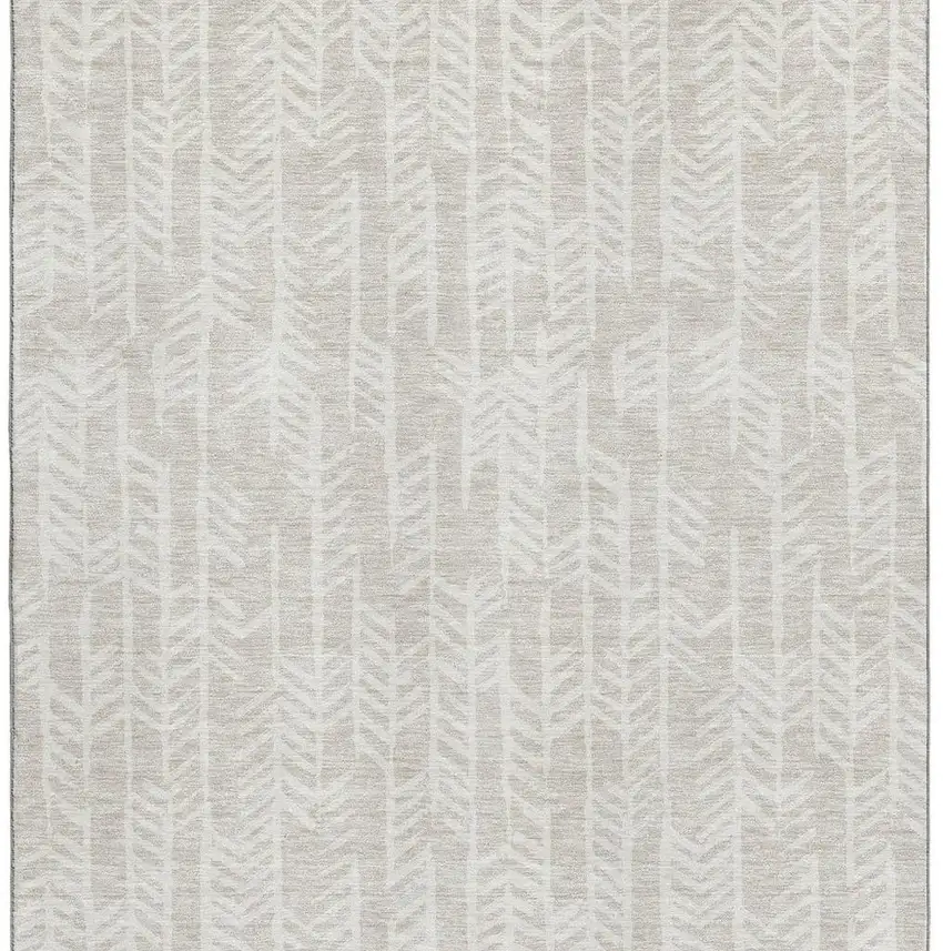 Beige And Ivory Tribal Washable Area Rug With UV Protection Photo 3