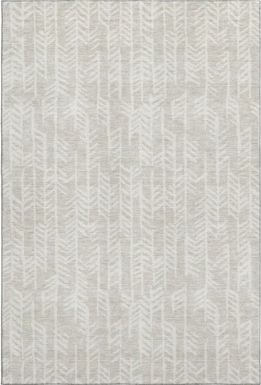Beige And Ivory Tribal Washable Area Rug With UV Protection Photo 1