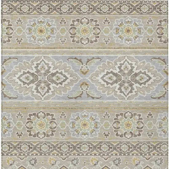 Beige And Ivory Tribal Washable Indoor Outdoor Area Rug Photo 4