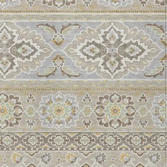 Beige And Ivory Tribal Washable Indoor Outdoor Area Rug Photo 3