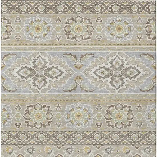 Beige And Ivory Tribal Washable Indoor Outdoor Area Rug Photo 6
