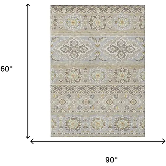 Beige And Ivory Tribal Washable Indoor Outdoor Area Rug Photo 9
