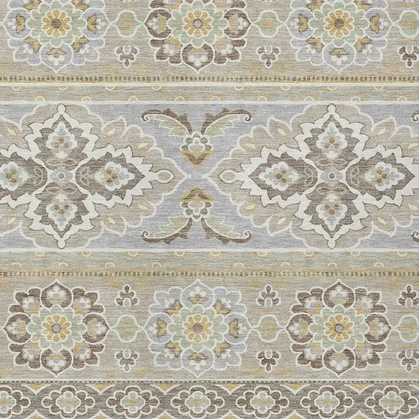Beige And Ivory Tribal Washable Indoor Outdoor Area Rug Photo 3