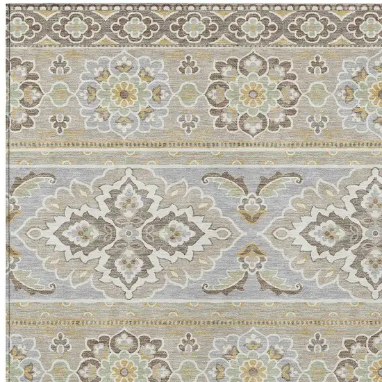 Beige And Ivory Tribal Washable Indoor Outdoor Area Rug Photo 5