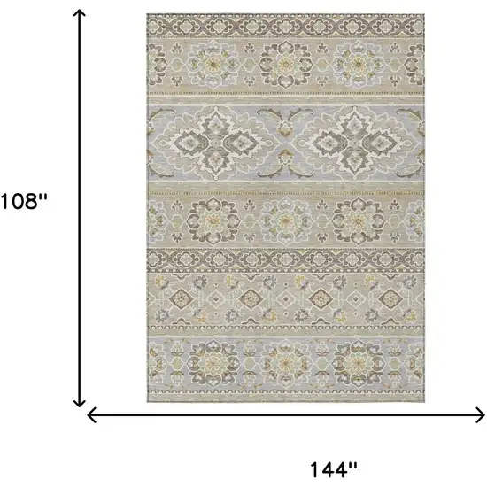 Beige And Ivory Tribal Washable Indoor Outdoor Area Rug Photo 9