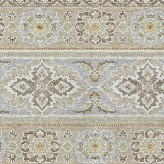 Beige And Ivory Tribal Washable Indoor Outdoor Area Rug Photo 4