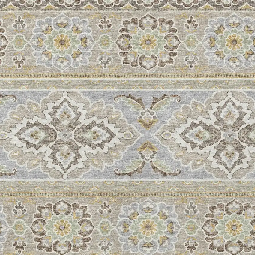 Beige And Ivory Tribal Washable Indoor Outdoor Area Rug Photo 4