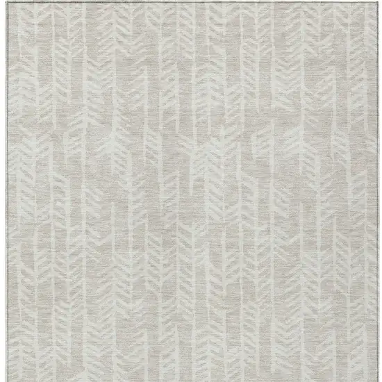 Beige And Ivory Tribal Washable Indoor Outdoor Area Rug Photo 6