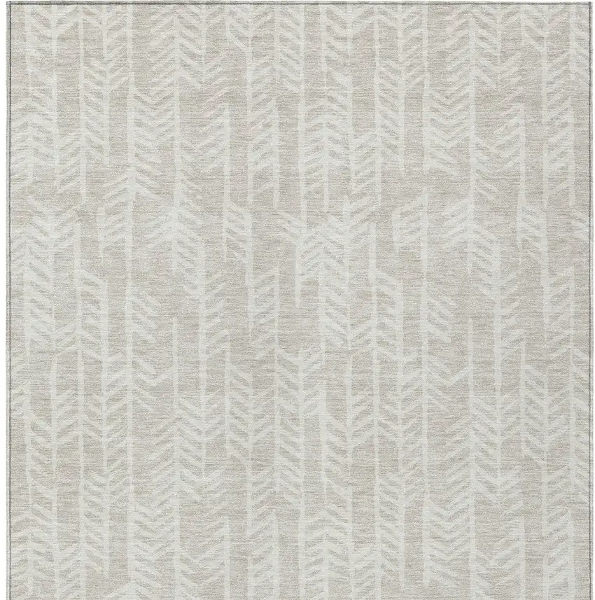 Beige And Ivory Tribal Washable Indoor Outdoor Area Rug Photo 6
