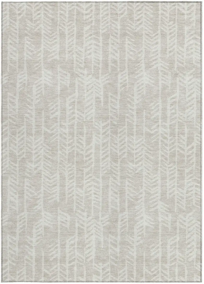 Beige And Ivory Tribal Washable Indoor Outdoor Area Rug Photo 7