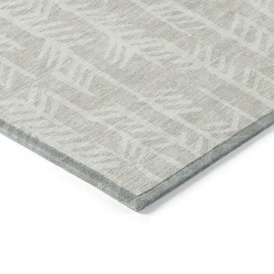 Beige And Ivory Tribal Washable Indoor Outdoor Area Rug Photo 5