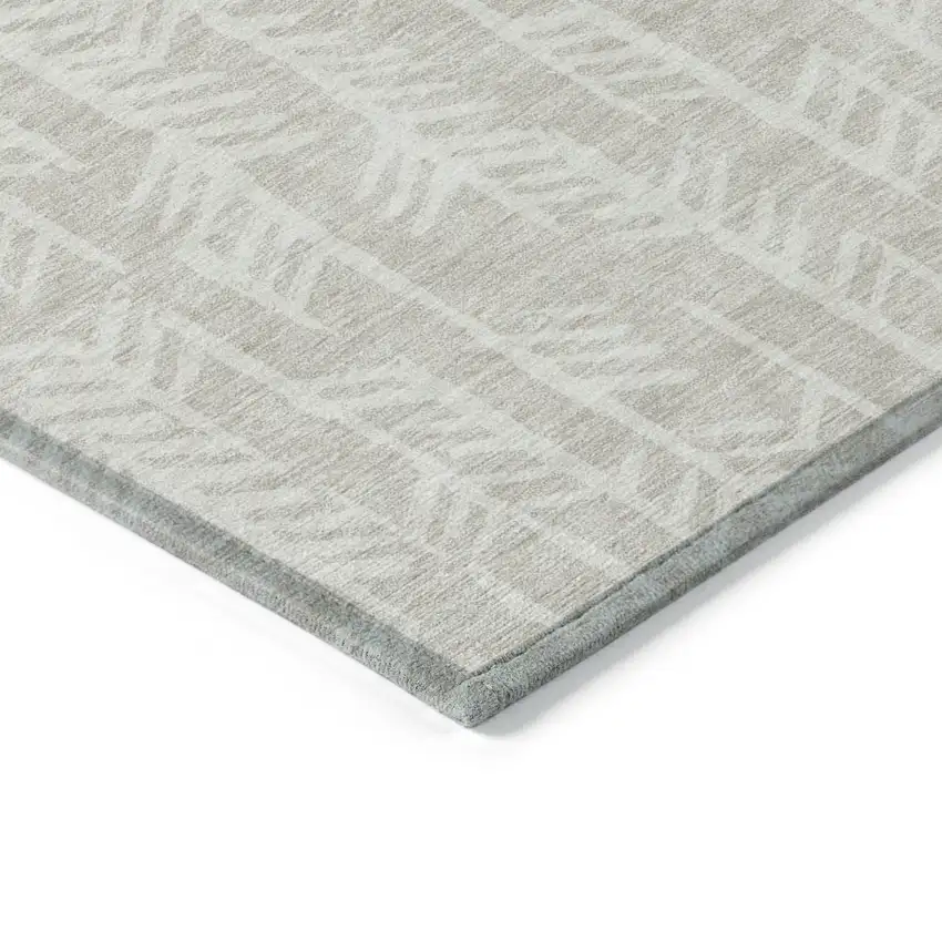 Beige And Ivory Tribal Washable Indoor Outdoor Area Rug Photo 5