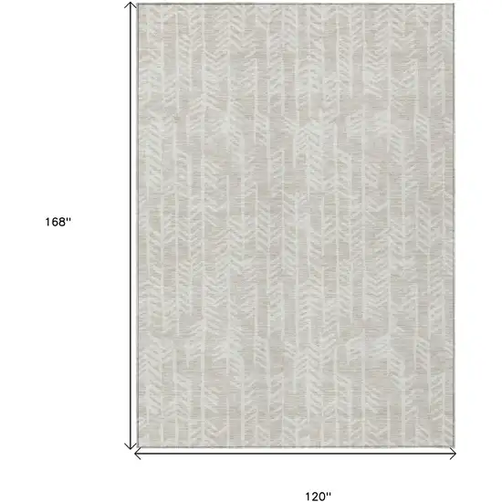Beige And Ivory Tribal Washable Indoor Outdoor Area Rug Photo 3