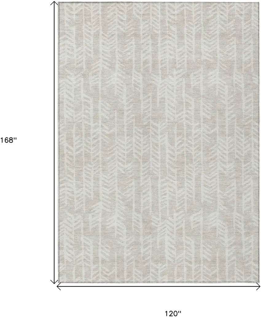 Beige And Ivory Tribal Washable Indoor Outdoor Area Rug Photo 3
