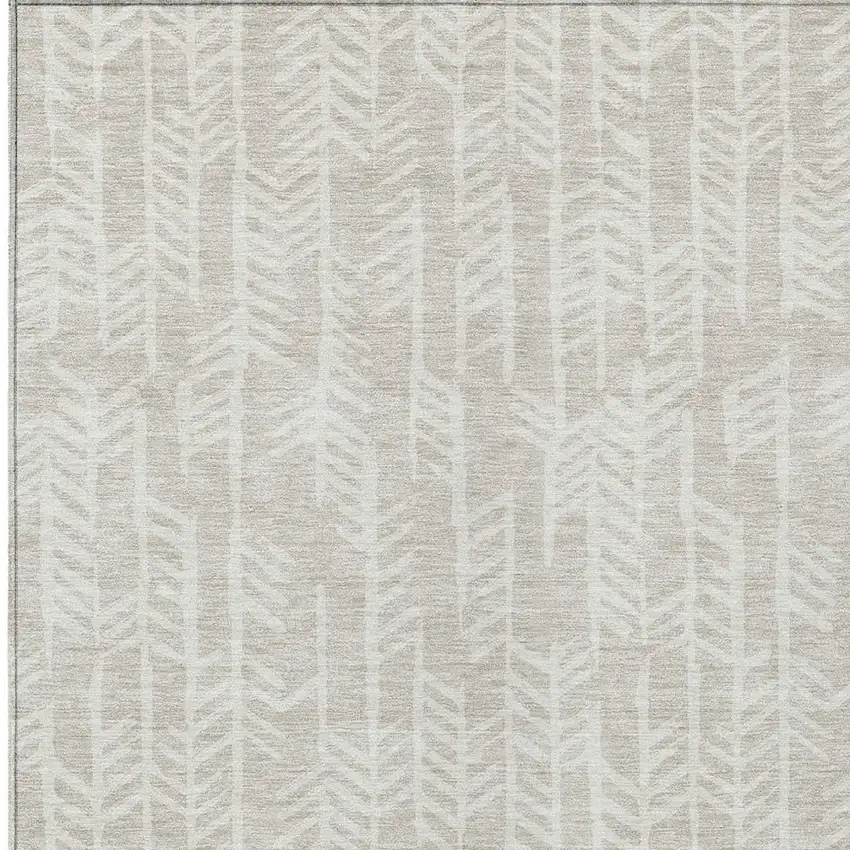 Beige And Ivory Tribal Washable Indoor Outdoor Area Rug Photo 6