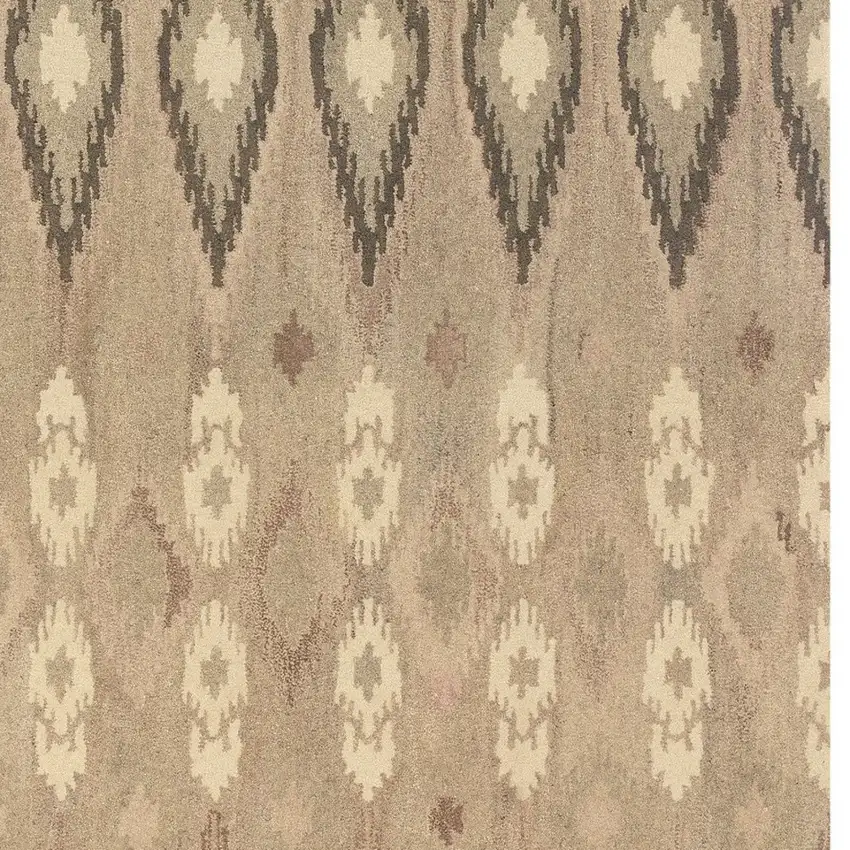 Beige And Ivory Wool Abstract Hand Tufted Area Rug Photo 8