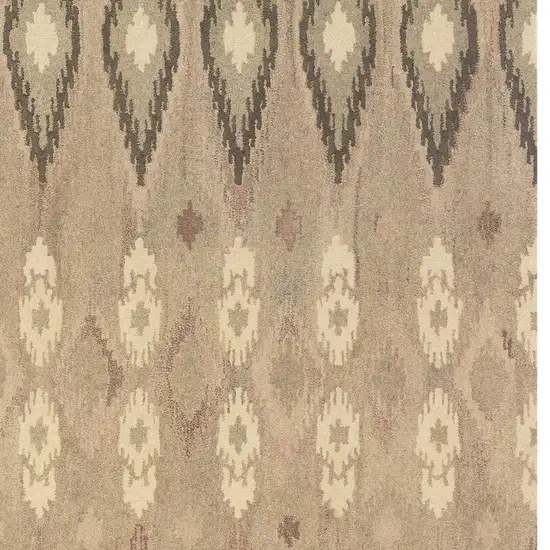 Beige And Ivory Wool Abstract Hand Tufted Area Rug Photo 8