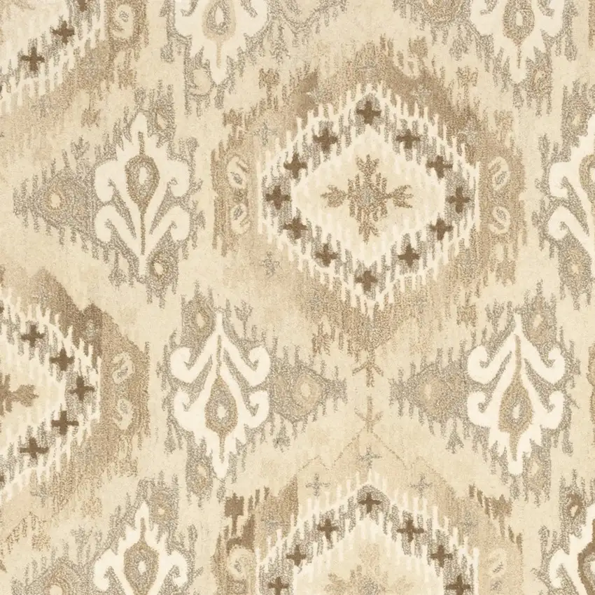 Beige And Ivory Wool Abstract Hand Tufted Area Rug Photo 7