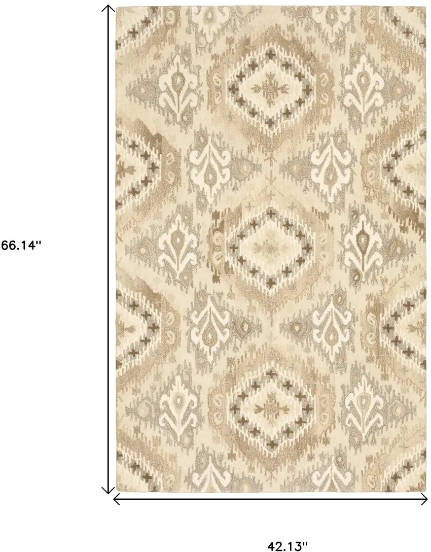 Beige And Ivory Wool Abstract Hand Tufted Area Rug Photo 3