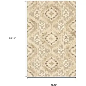 Photo of Beige And Ivory Wool Abstract Hand Tufted Area Rug