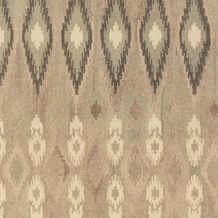 Beige And Ivory Wool Abstract Hand Tufted Area Rug Photo 8