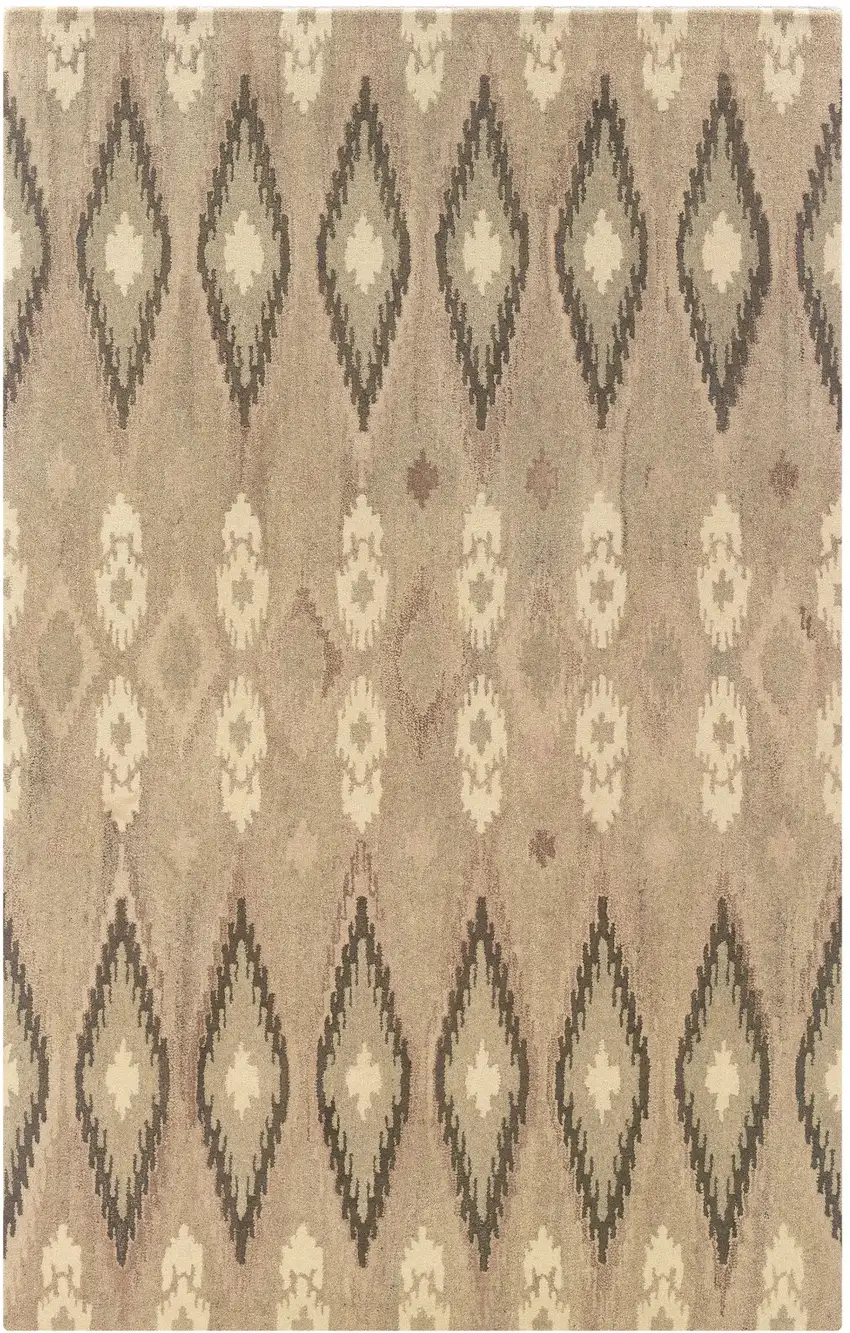 Beige And Ivory Wool Abstract Hand Tufted Area Rug Photo 2