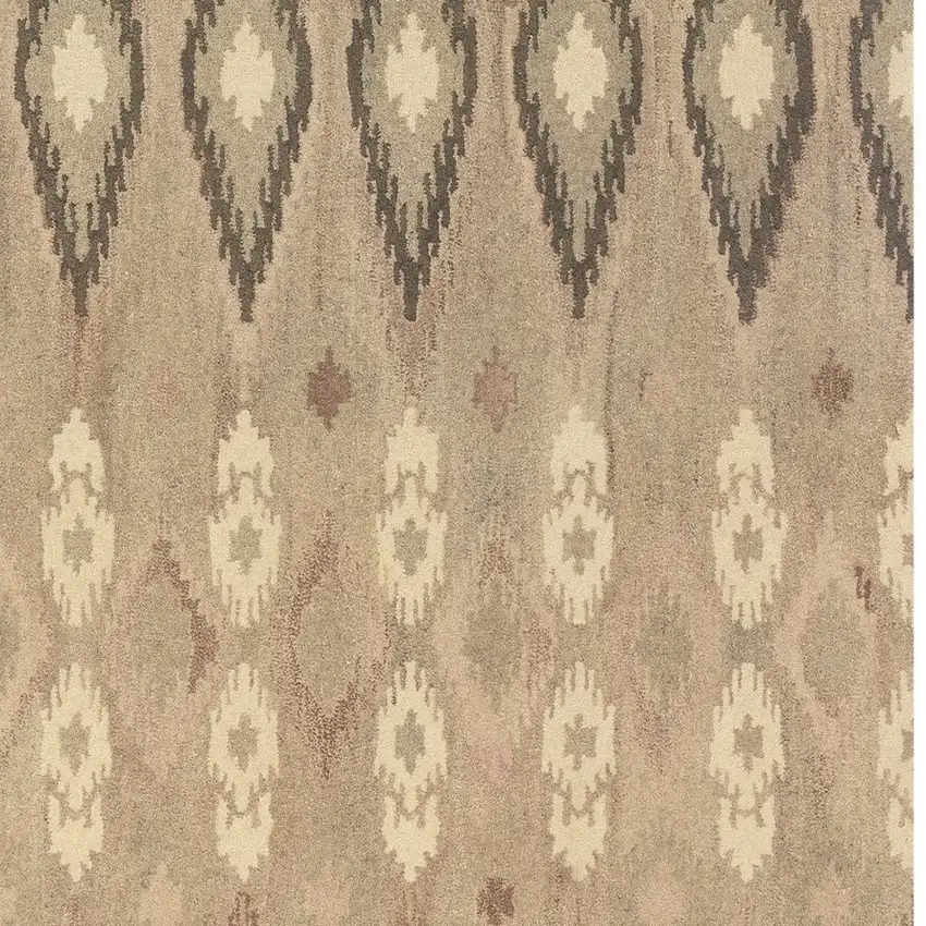 Beige And Ivory Wool Abstract Hand Tufted Area Rug Photo 7