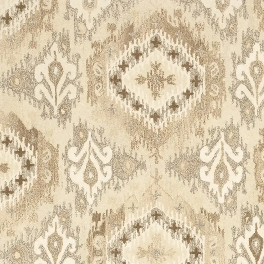Beige And Ivory Wool Abstract Hand Tufted Area Rug Photo 5
