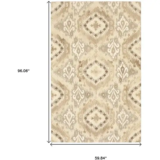 Beige And Ivory Wool Abstract Hand Tufted Area Rug Photo 3