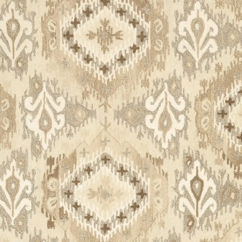 Beige And Ivory Wool Abstract Hand Tufted Area Rug Photo 7