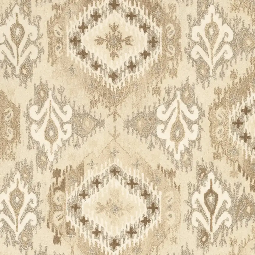 Beige And Ivory Wool Abstract Hand Tufted Area Rug Photo 8