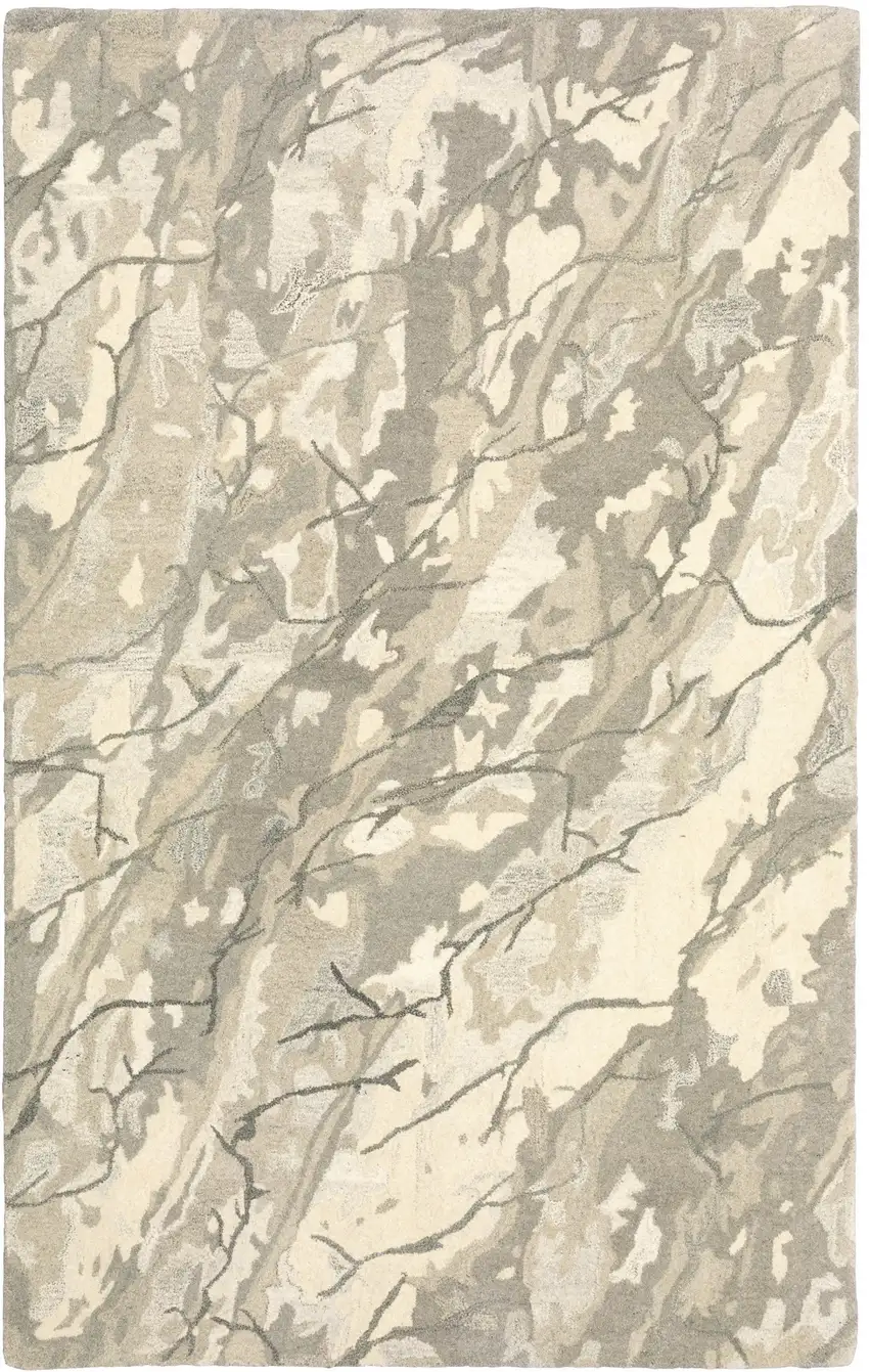 Beige And Ivory Wool Abstract Hand Tufted Area Rug Photo 2