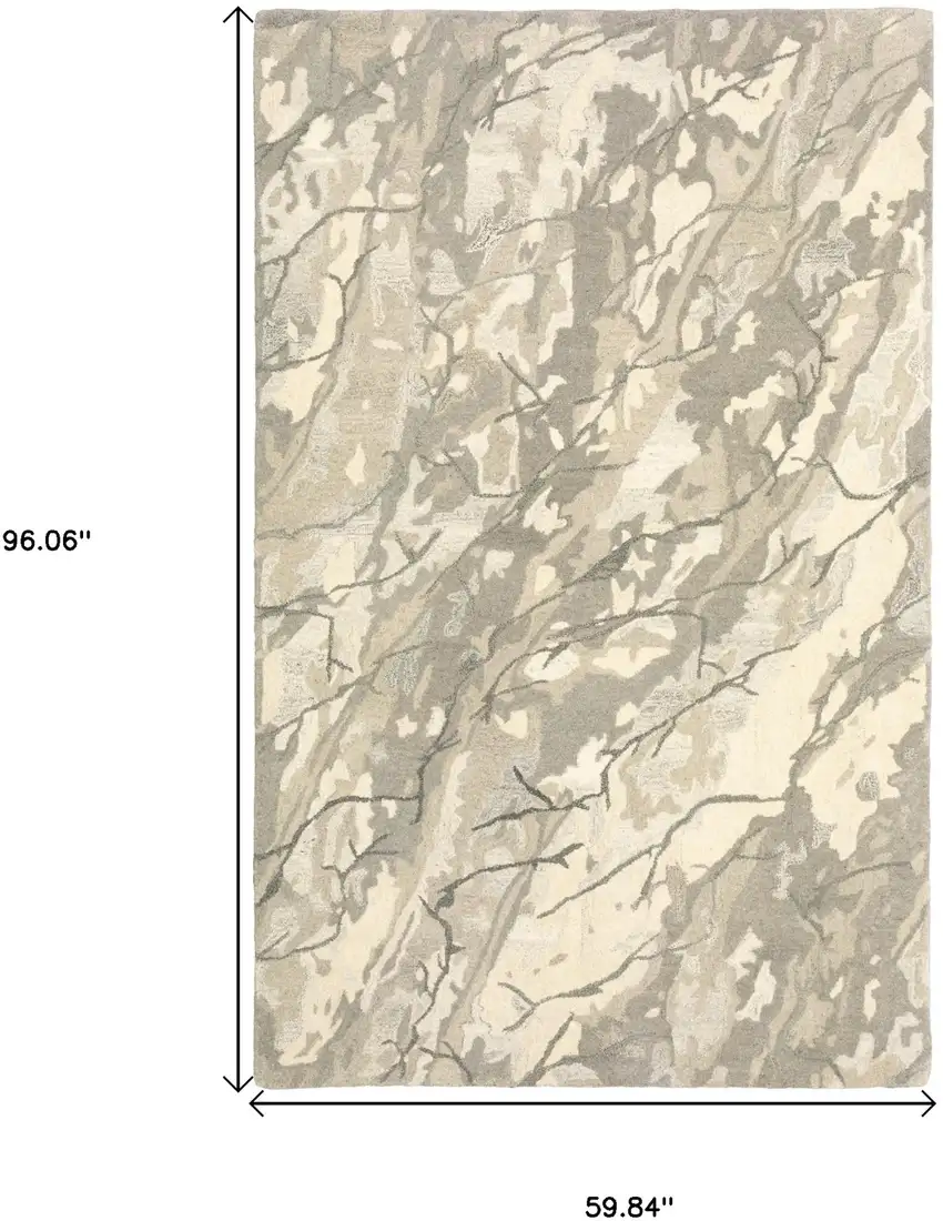 Beige And Ivory Wool Abstract Hand Tufted Area Rug Photo 3