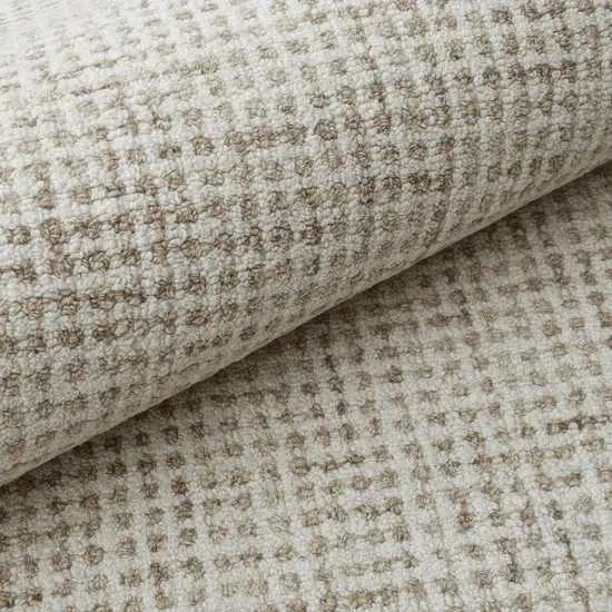 Beige And Ivory Wool Checkered Hand Tufted Square Rug Photo 8