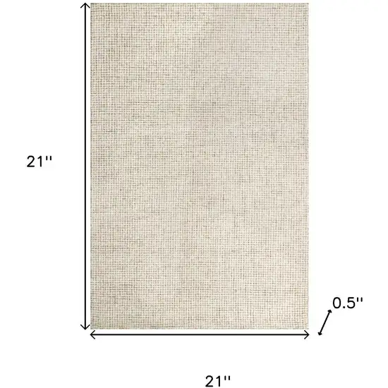 Beige And Ivory Wool Checkered Hand Tufted Square Rug Photo 3