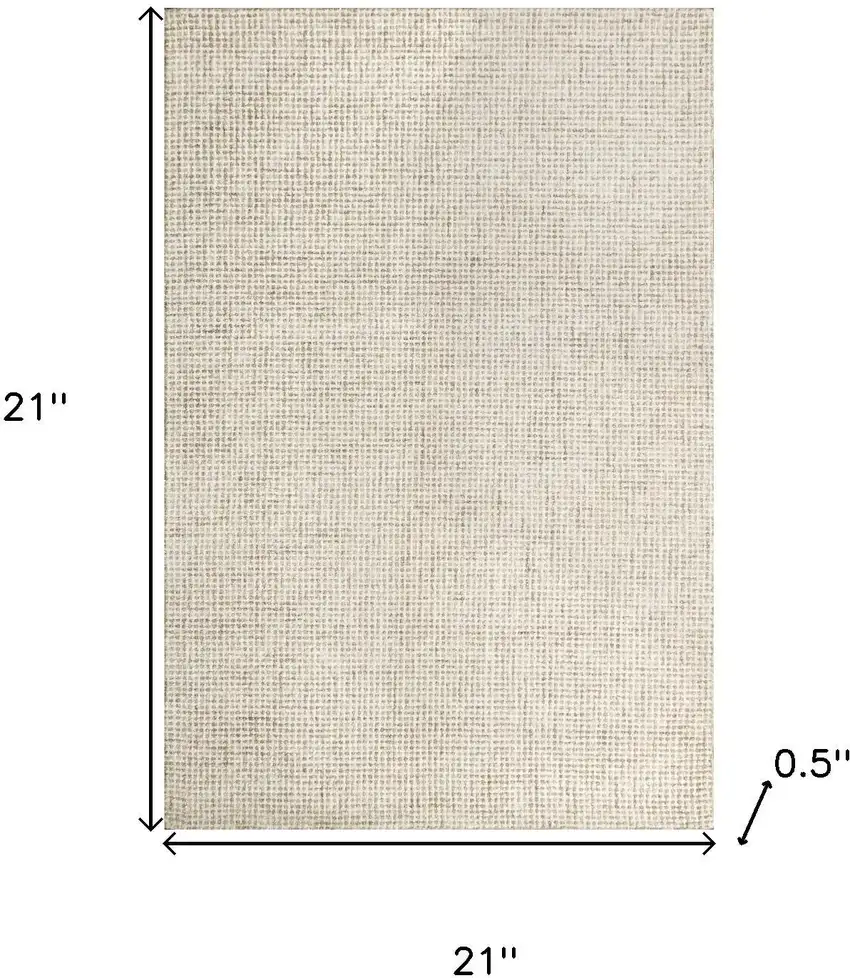 Beige And Ivory Wool Checkered Hand Tufted Square Rug Photo 3