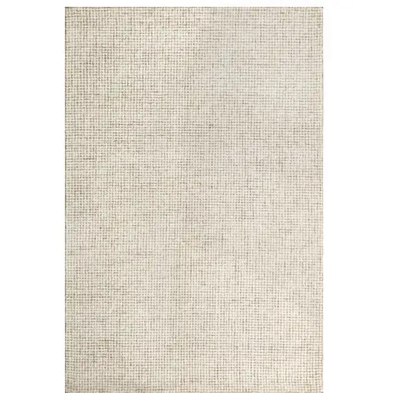 Beige And Ivory Wool Checkered Hand Tufted Square Rug Photo 2