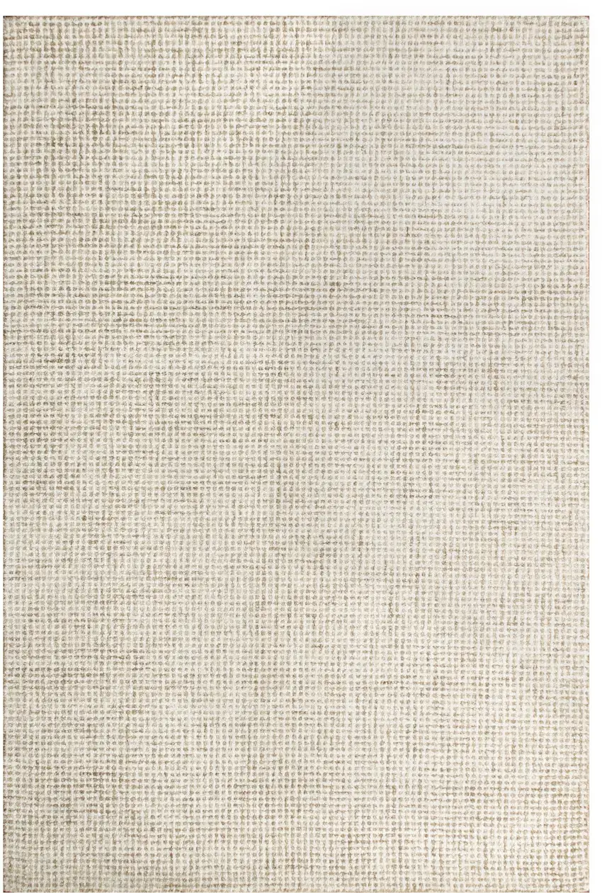 Beige And Ivory Wool Checkered Hand Tufted Square Rug Photo 2