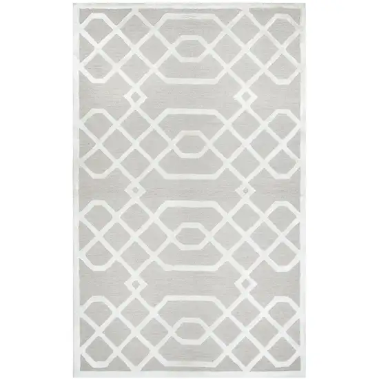 Beige And Ivory Wool Geometric Hand Tufted Area Rug Photo 1