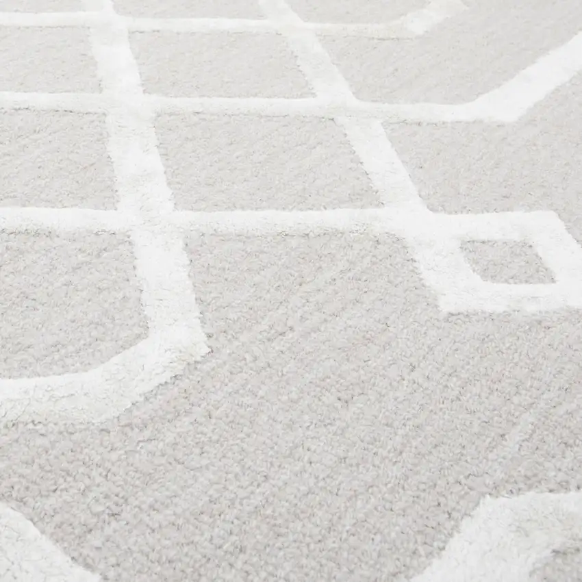 Beige And Ivory Wool Geometric Hand Tufted Area Rug Photo 3