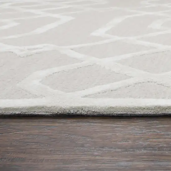 Beige And Ivory Wool Geometric Hand Tufted Area Rug Photo 4