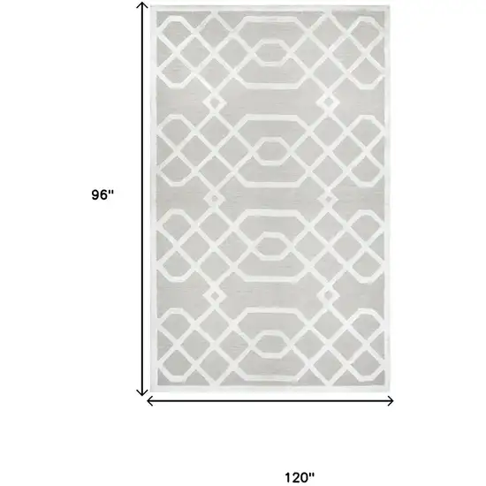 Beige And Ivory Wool Geometric Hand Tufted Area Rug Photo 5