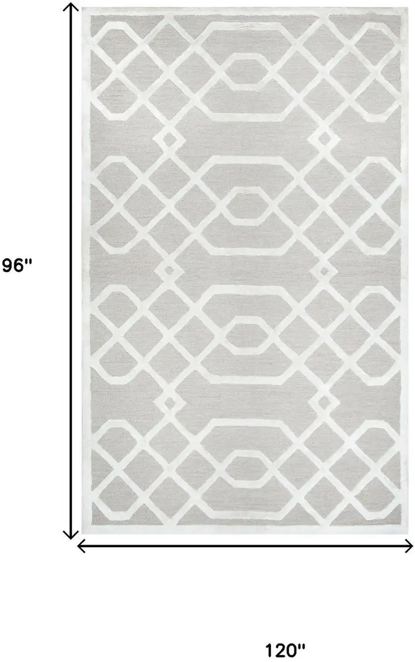Beige And Ivory Wool Geometric Hand Tufted Area Rug Photo 5