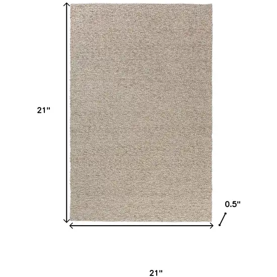 Beige And Ivory Wool Hand Woven Square Rug Photo 3