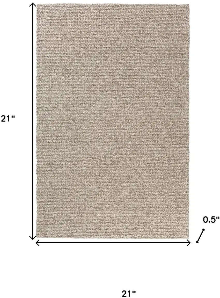 Beige And Ivory Wool Hand Woven Square Rug Photo 3
