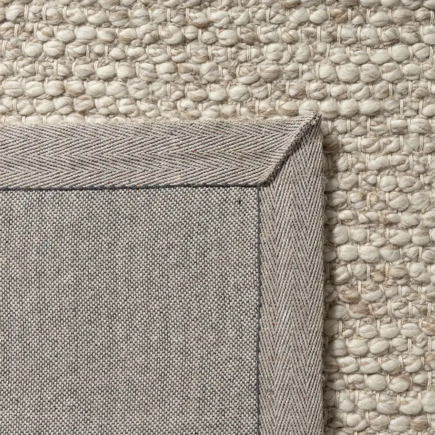 Beige And Ivory Wool Hand Woven Square Rug Photo 9