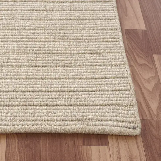 Beige And Ivory Wool Hand Woven Square Rug Photo 8