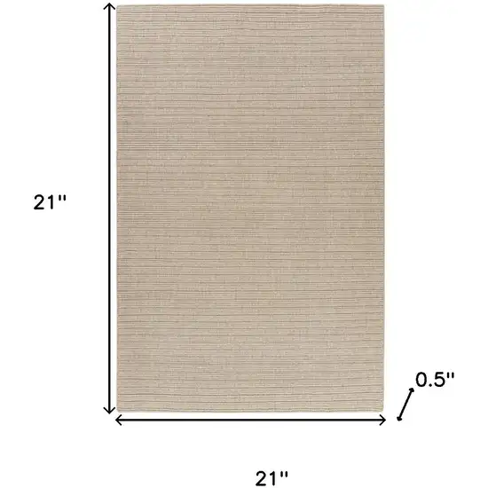 Beige And Ivory Wool Hand Woven Square Rug Photo 3